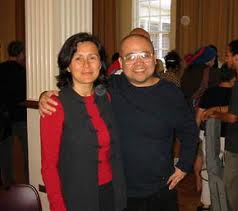 Hoa Nguyen with poet Linh Dinh
